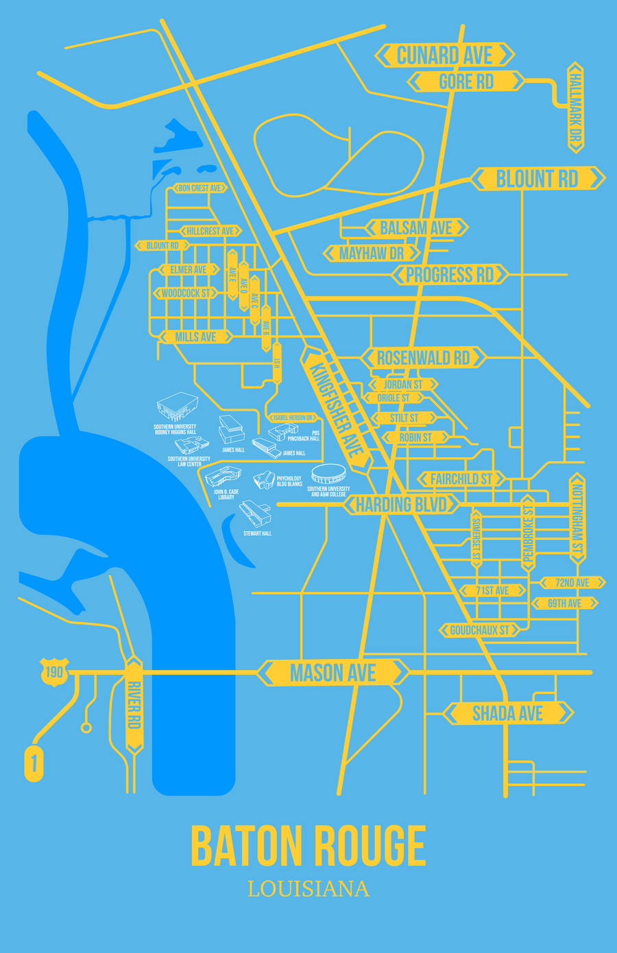 Baton Rouge, Louisiana HBCU street map, Legacy edition