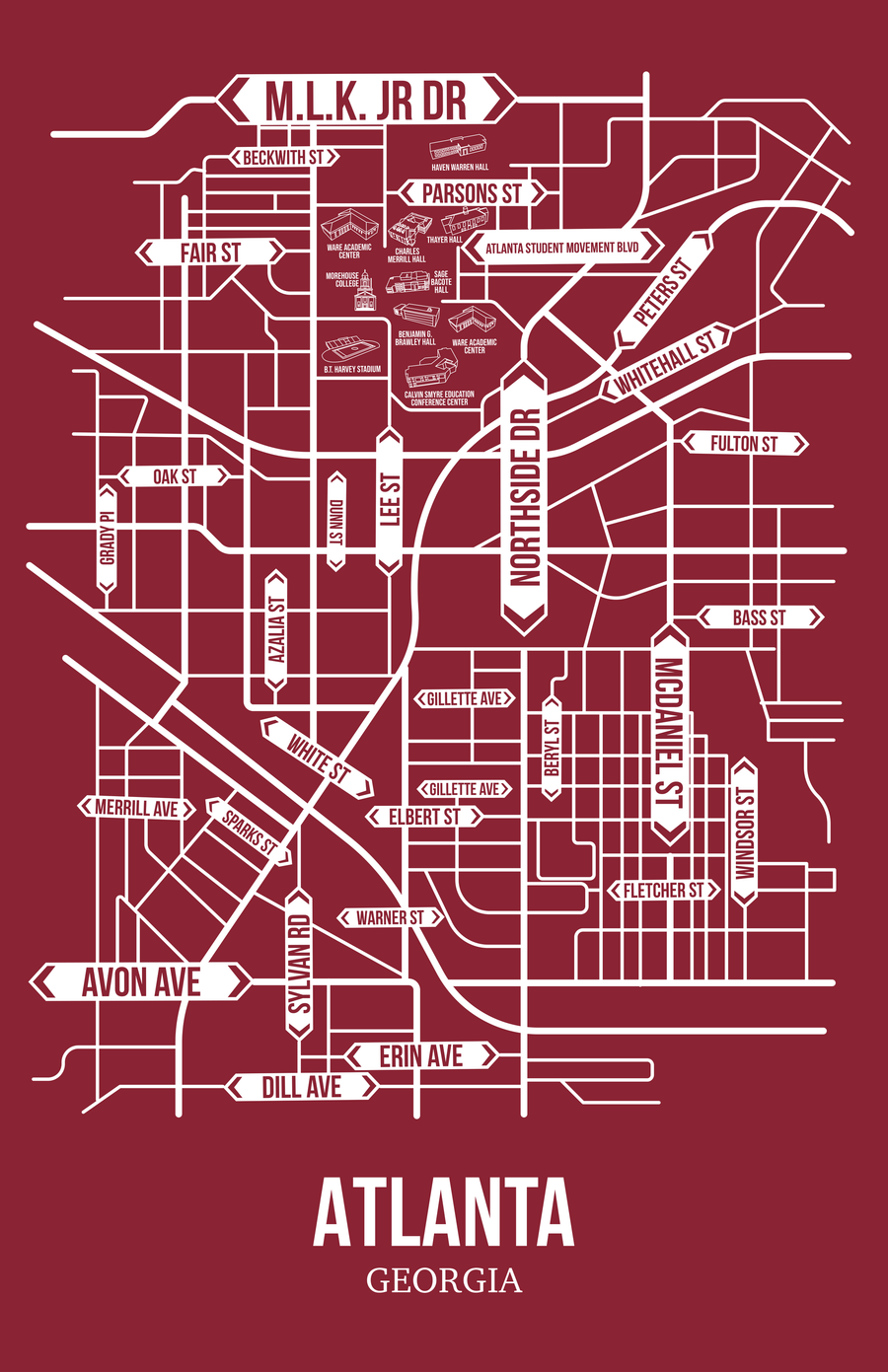 Atlanta, Georgia HBCU street map, Legacy edition