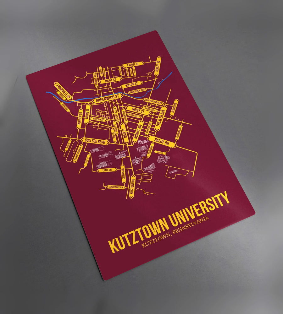Kutztown, Pennsylvania street map: the metal plate, photographed