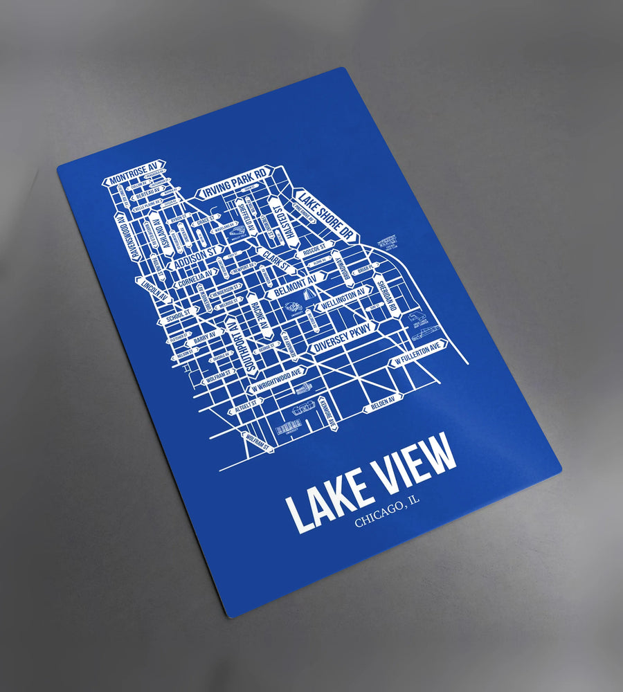 Lake View, Chicago, IL street map: the metal plate, photographed