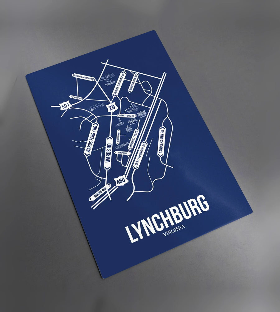 Lynchburg, Virginia street map: the metal plate, photographed
